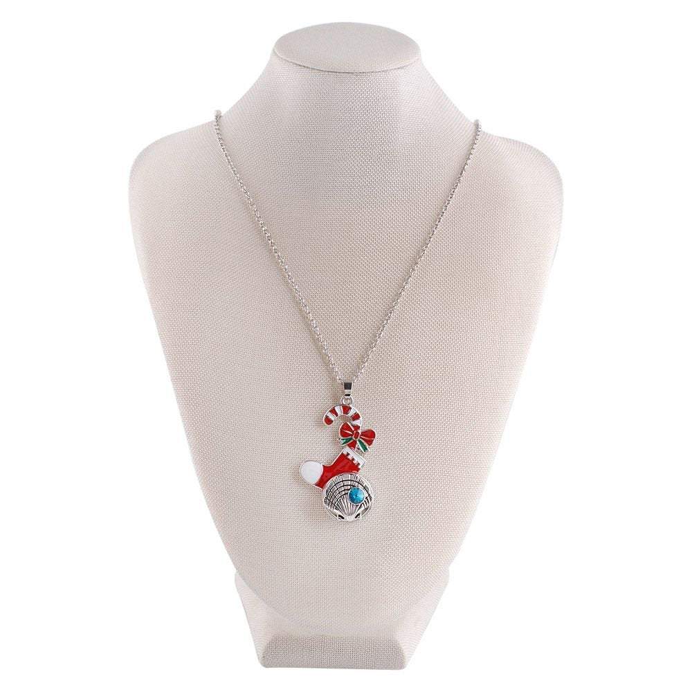 Studio66 Christmas Candy Cane Snap Pendant with 18" rolo chain, featuring a festive design perfect for holiday celebrations.