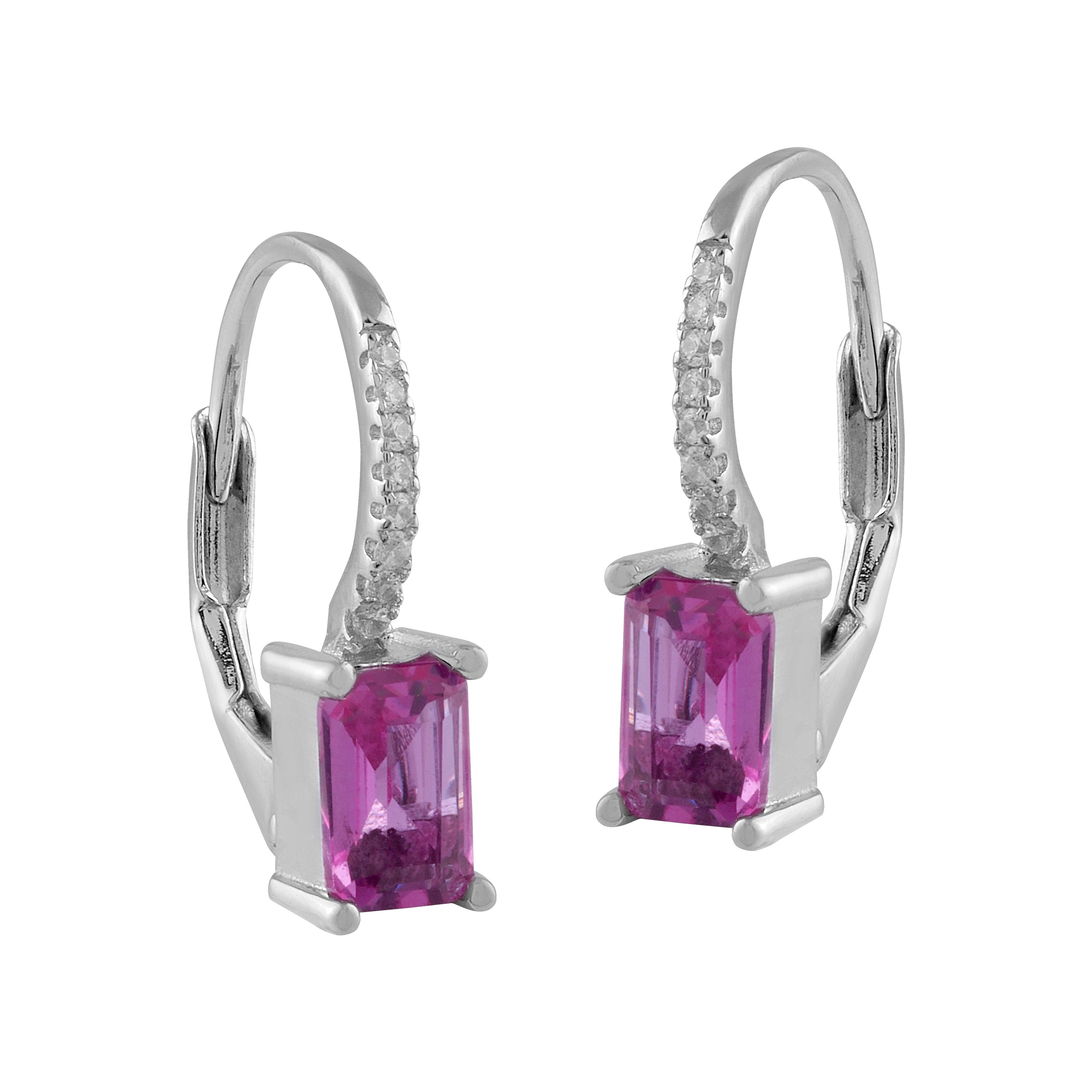 Pendientes aro de plata con circonitas rosa claro y blancas, elegantes y sofisticados, con un aro de 1,1 cm de diámetro.