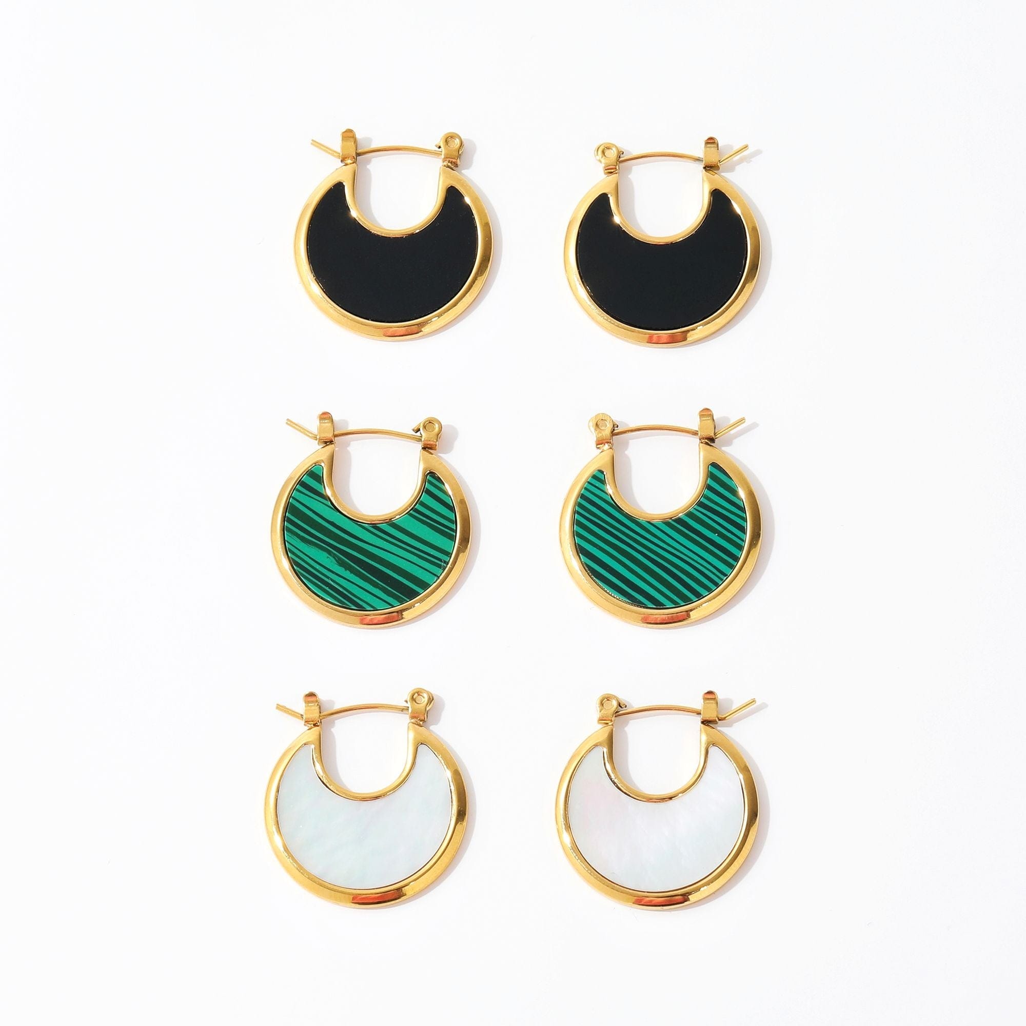 Peri Ocean Hoops featuring vibrant colors and gold accents, made from Mother of Pearl Shell and stainless steel.