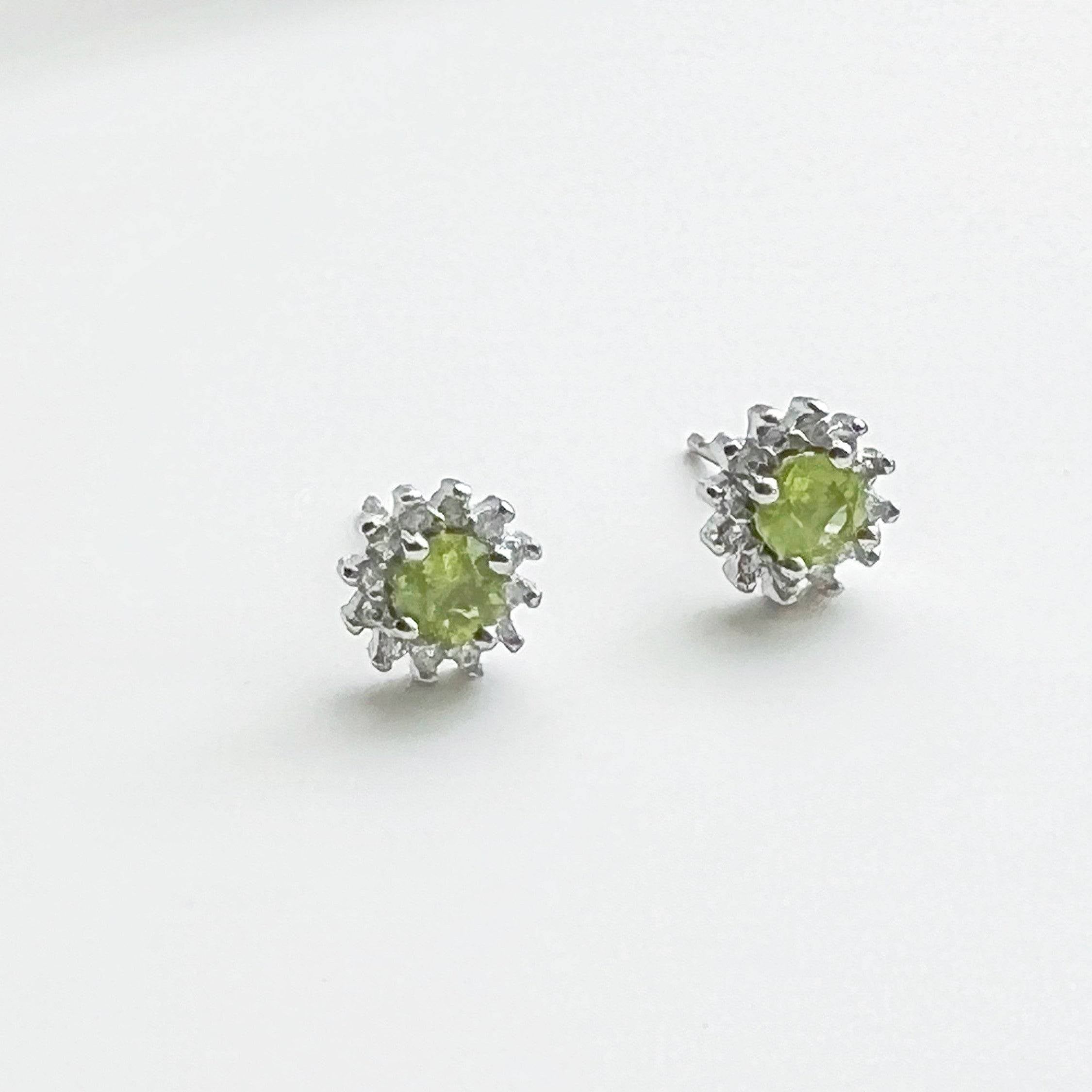 Elegant Peridot Earrings featuring natural green gemstones set in sterling silver, perfect for August birthdays.