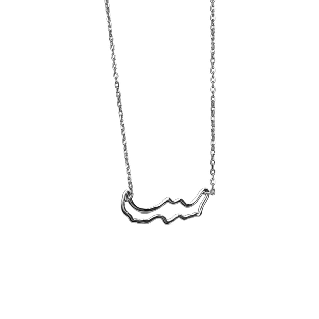 Petite Simply Savary Necklace in sterling silver with a dainty wire frame design, showcasing its elegant simplicity.