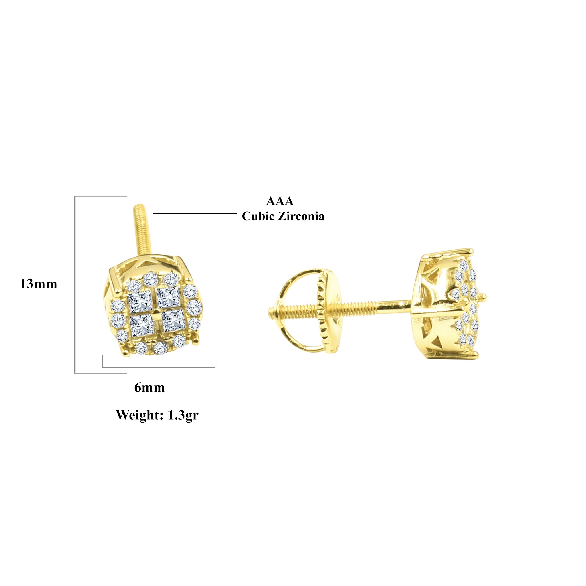 Petty Screw Back Earrings featuring golden circular design with sparkling cubic zircon stones, elegantly crafted for a glamorous look.