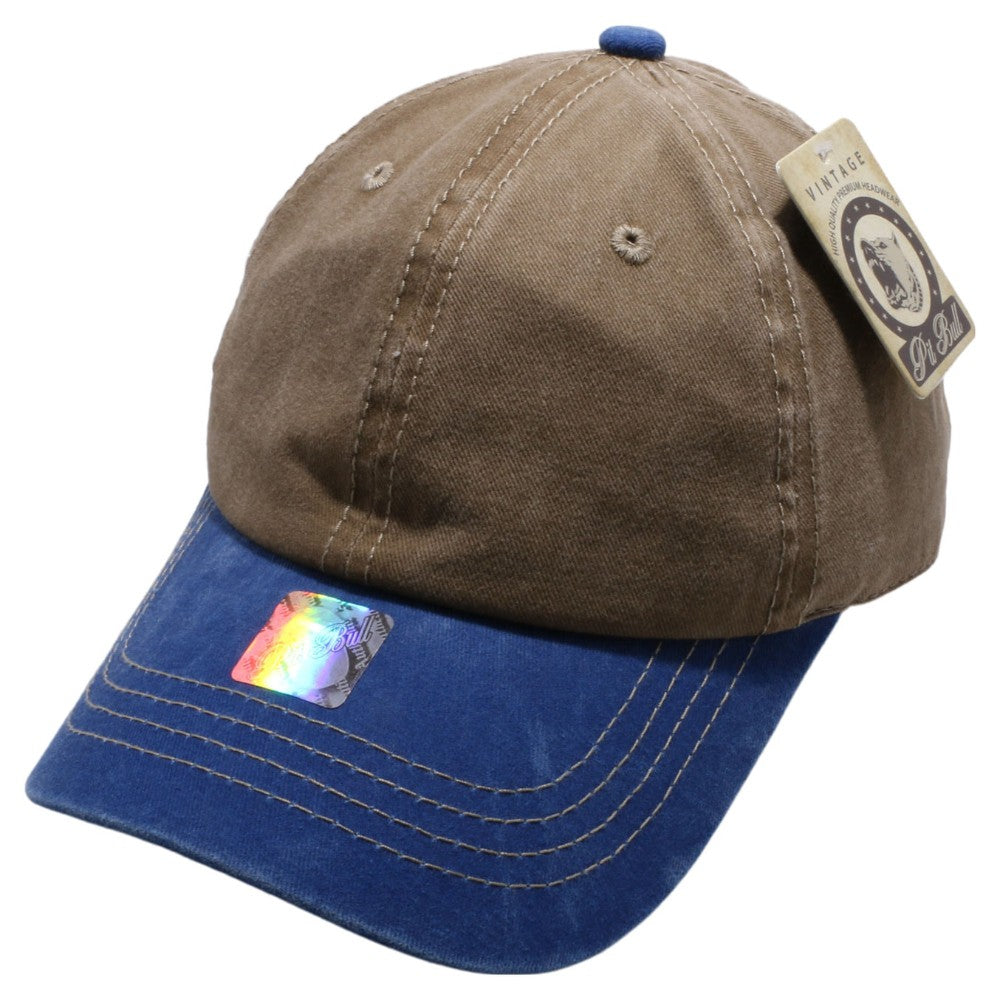 Pigment Washed Cotton 2 Tone Buckle Strap Hat in various colors, featuring a low profile design and antique brass buckle closure.