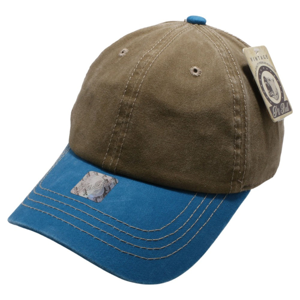 Pigment Washed Cotton 2 Tone Buckle Strap Hat in various colors, featuring a low profile design and antique brass buckle closure.