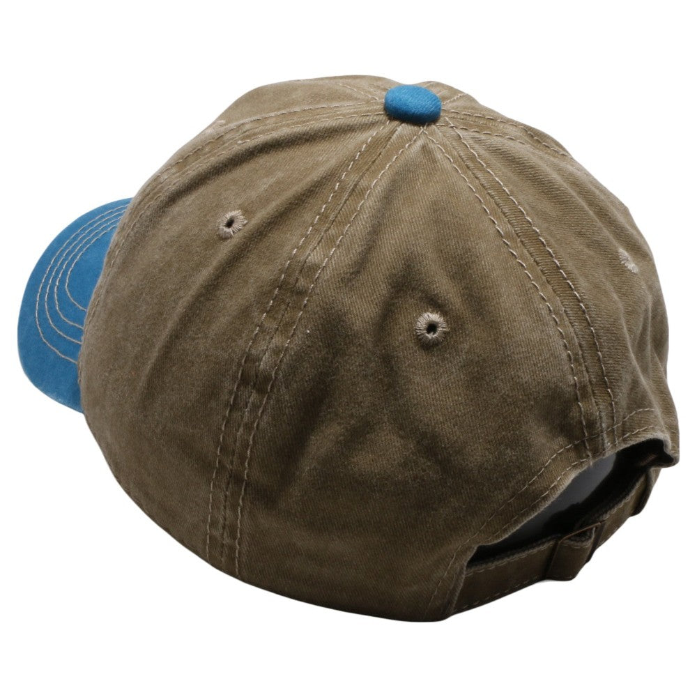 Pigment Washed Cotton 2 Tone Buckle Strap Hat in various colors, featuring a low profile design and antique brass buckle closure.