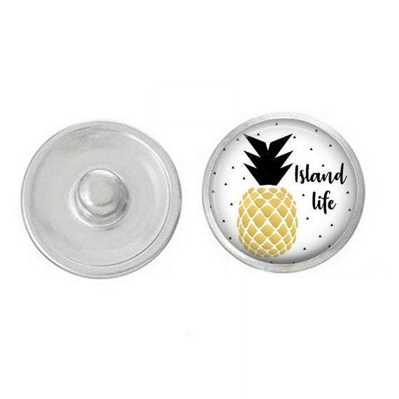 A collection of Pineapple Themed Snaps in vibrant colors, showcasing their round shape and intricate design, perfect for jewelry customization.