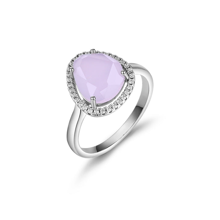 A beautiful Pink Cat Women Cocktail Ring made of 925 sterling silver, featuring white topaz and a created cat eye stone, showcasing elegance and charm.