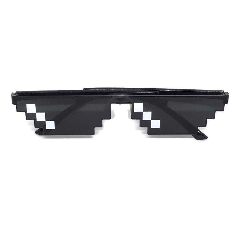 Colorful pixelated emoji sunglasses made of plastic and PVC, perfect for festivals and holidays.