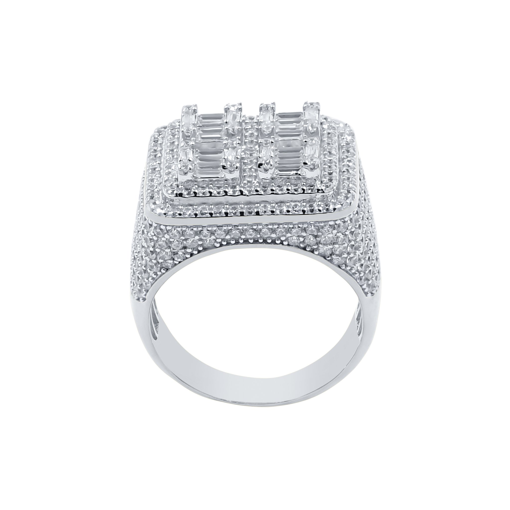 PIZZAZZ Silver Ring featuring cubic zircon stones set in 925 sterling silver, showcasing a classic and elegant design.