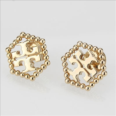 Elegant plain stud earrings made of 925 sterling silver with real 18K gold surface and white sapphire stone, showcasing a timeless design.