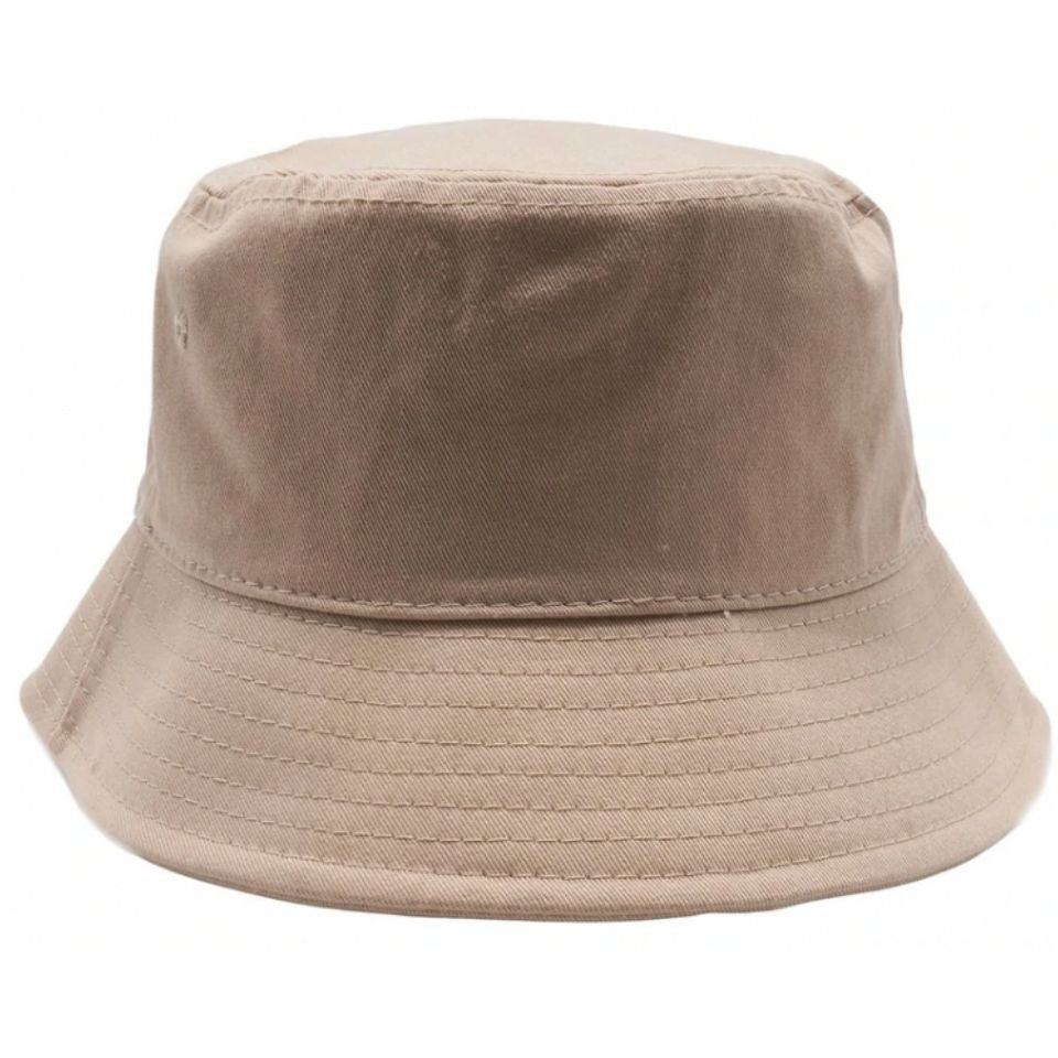 A pack of six plain washed cotton fisherman bucket hats in various colors, showcasing their classic design and comfortable fabric.