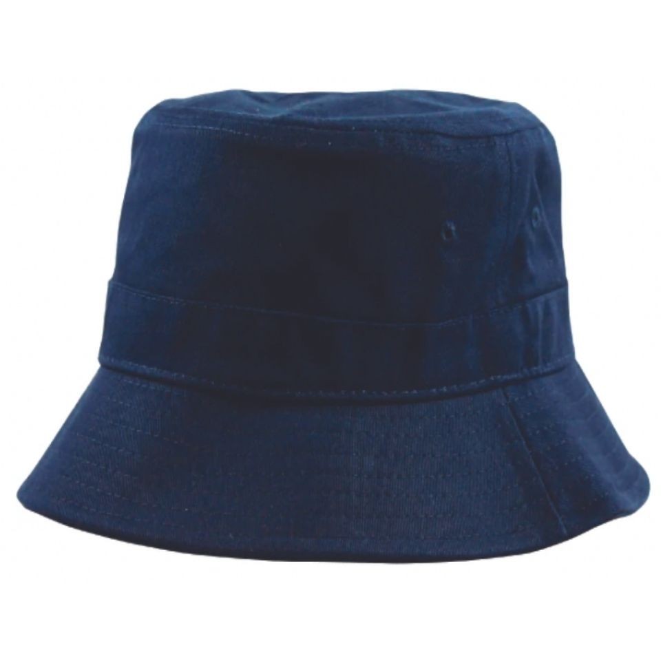 A pack of six plain washed cotton fisherman bucket hats in various colors, showcasing their classic design and comfortable fabric.