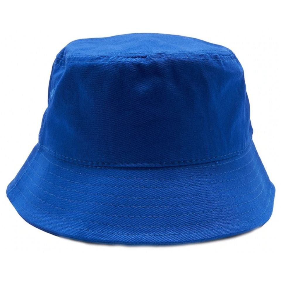 A pack of six plain washed cotton fisherman bucket hats in various colors, showcasing their classic design and comfortable fabric.