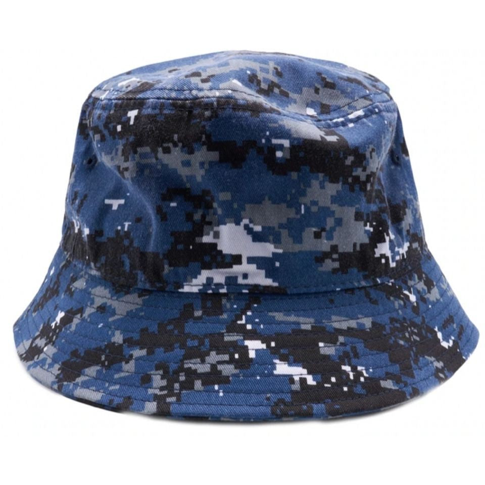 A pack of six plain washed cotton fisherman bucket hats in various colors, showcasing their classic design and comfortable fabric.