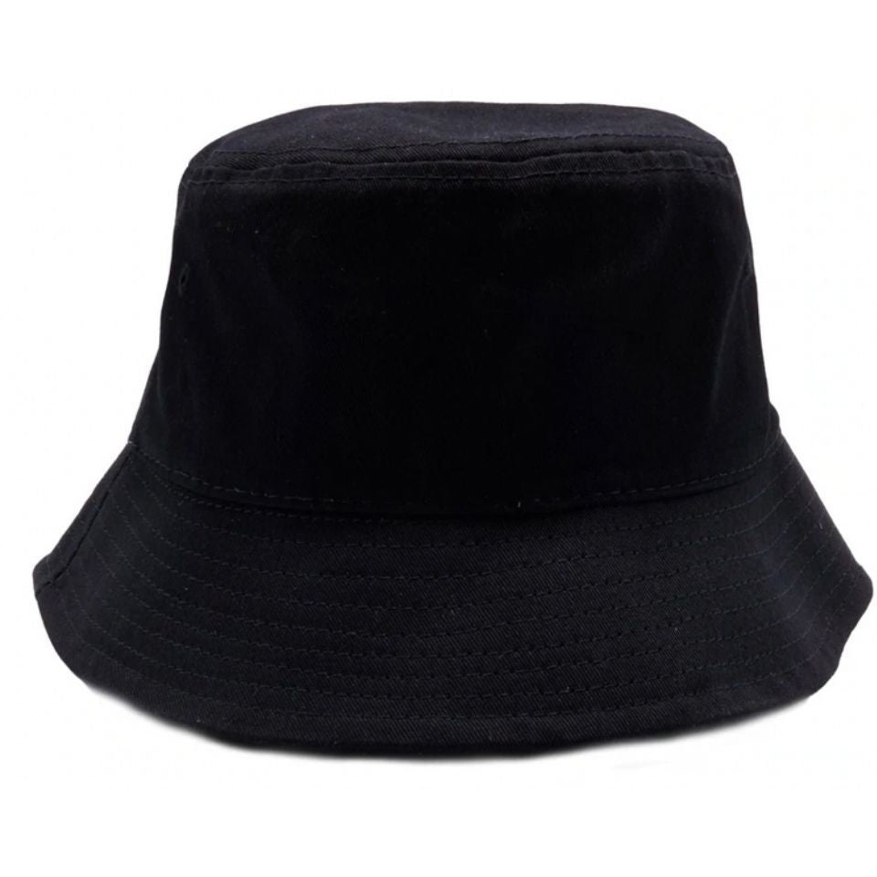 A pack of six plain washed cotton fisherman bucket hats in various colors, showcasing their classic design and comfortable fabric.