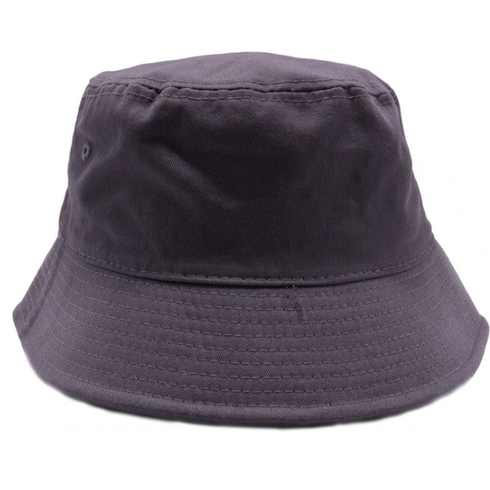 A pack of six plain washed cotton fisherman bucket hats in various colors, showcasing their classic design and comfortable fabric.