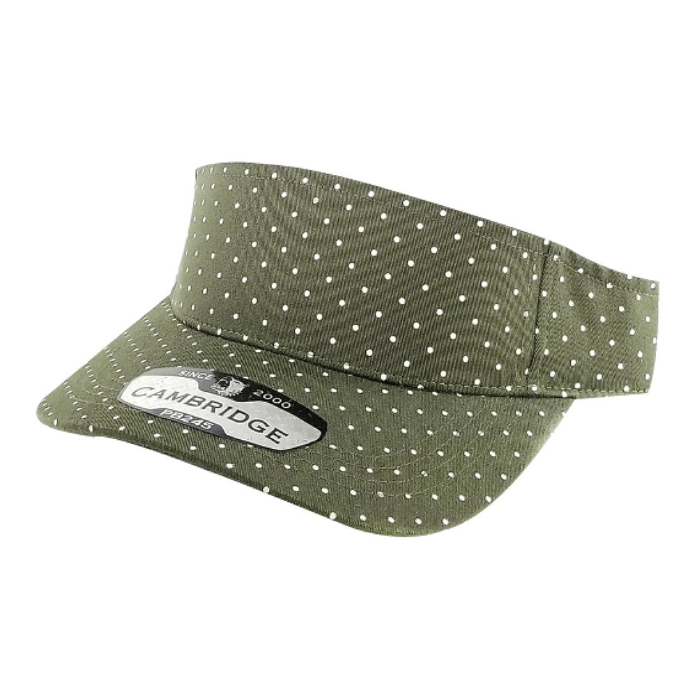 A pack of six polka dot sun visor hats in various colors, showcasing their stylish design and curved visor.