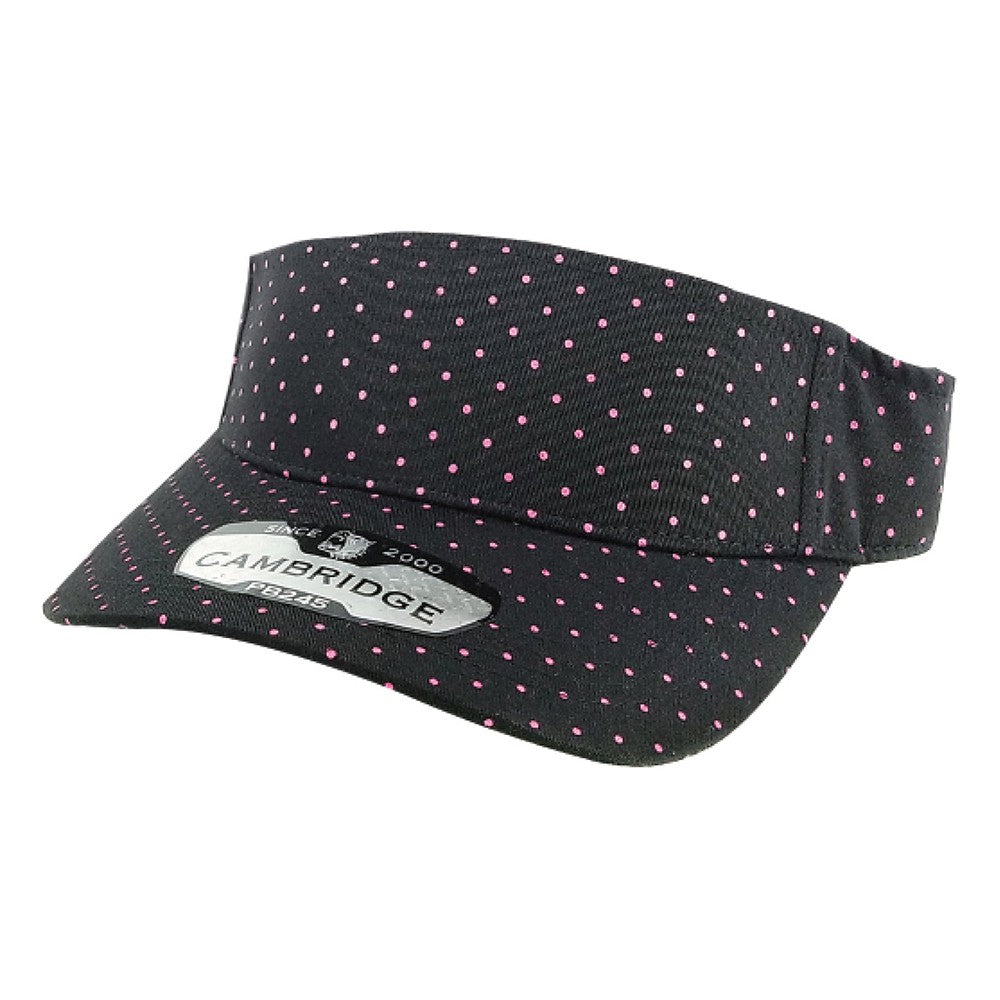 A pack of six polka dot sun visor hats in various colors, showcasing their stylish design and curved visor.