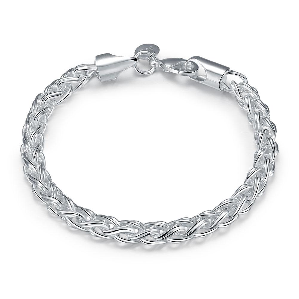 Elegant Popcorn Mesh Bracelet in 18K White Gold Plated, showcasing intricate design and luxurious finish.