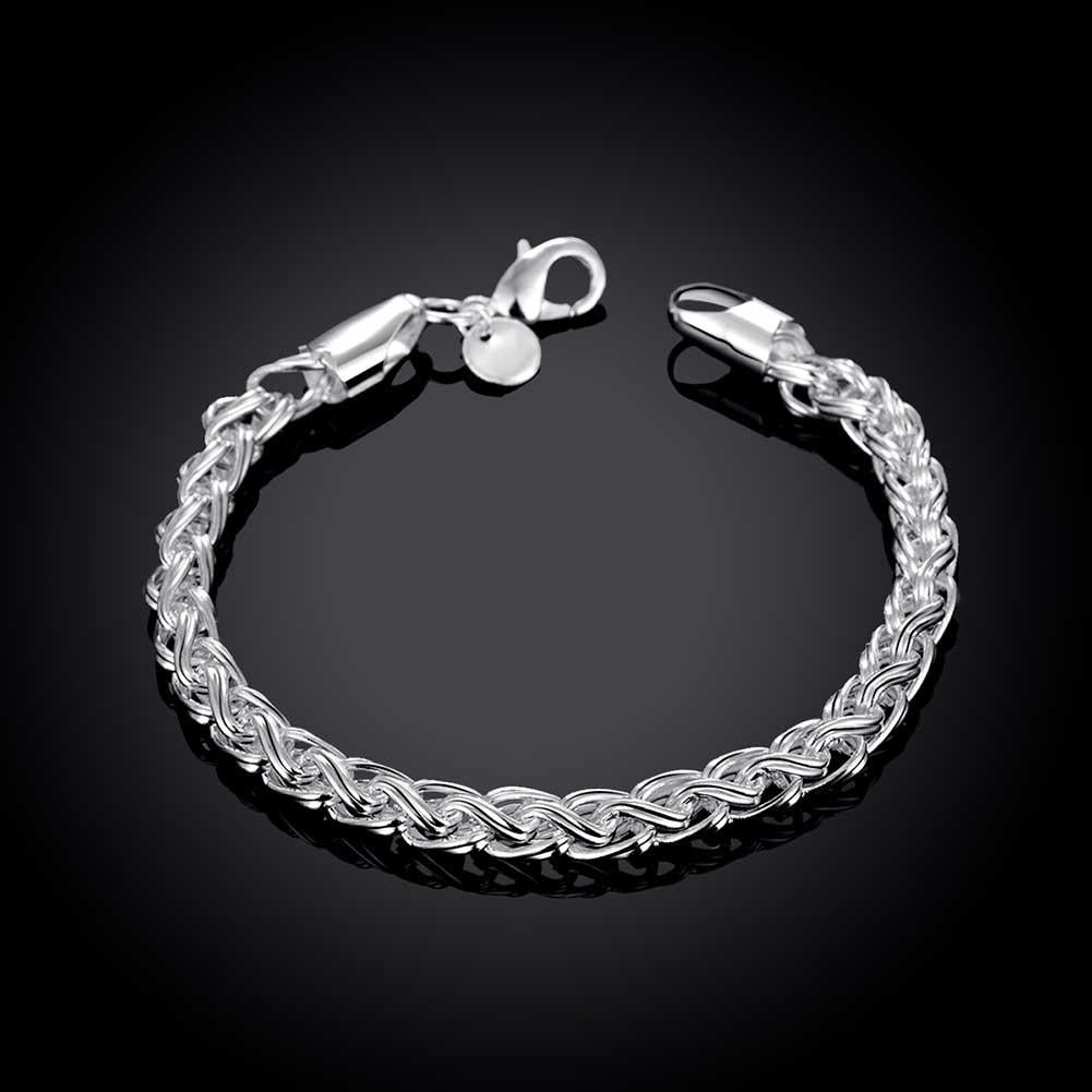 Elegant Popcorn Mesh Bracelet in 18K White Gold Plated, showcasing intricate design and luxurious finish.