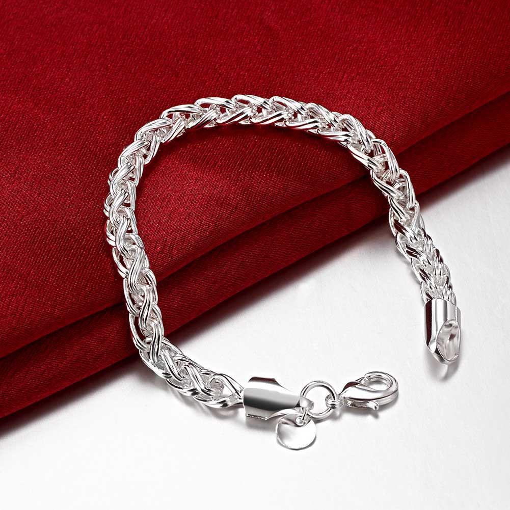 Elegant Popcorn Mesh Bracelet in 18K White Gold Plated, showcasing intricate design and luxurious finish.