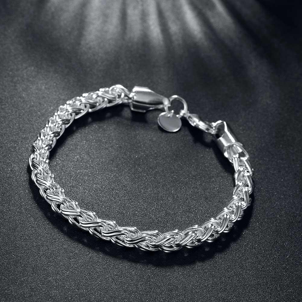 Elegant Popcorn Mesh Bracelet in 18K White Gold Plated, showcasing intricate design and luxurious finish.