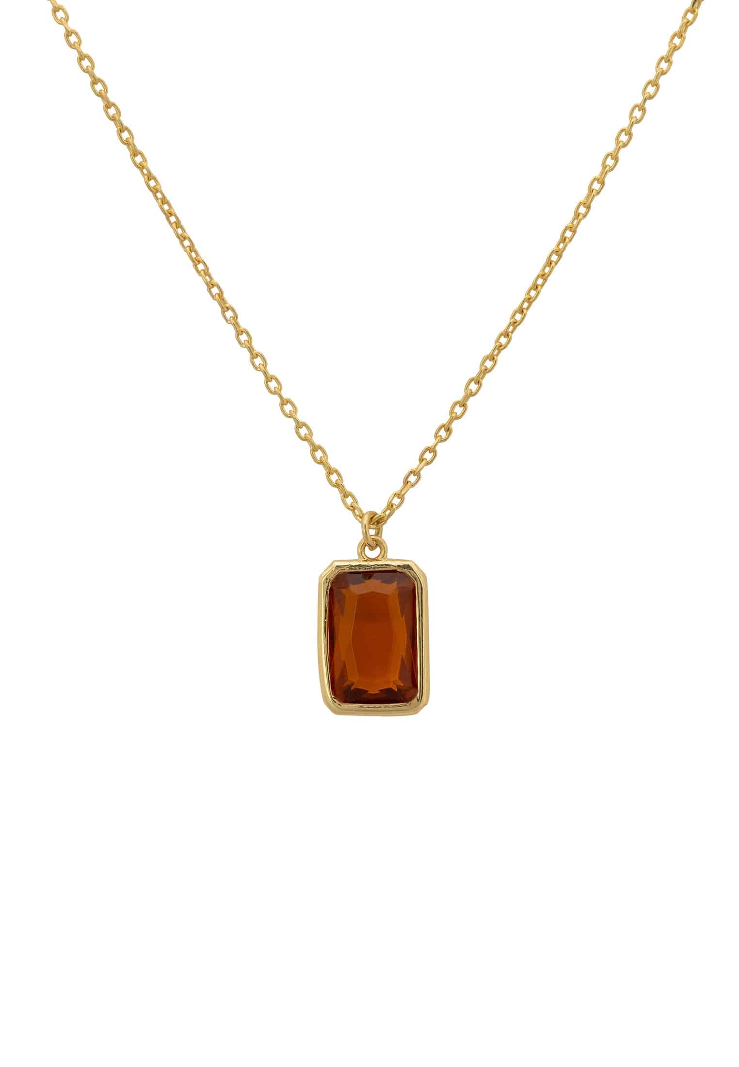 Portofino Necklace featuring a rectangular citrine gemstone set in 22ct gold dipped sterling silver, elegantly designed for stylish wear.