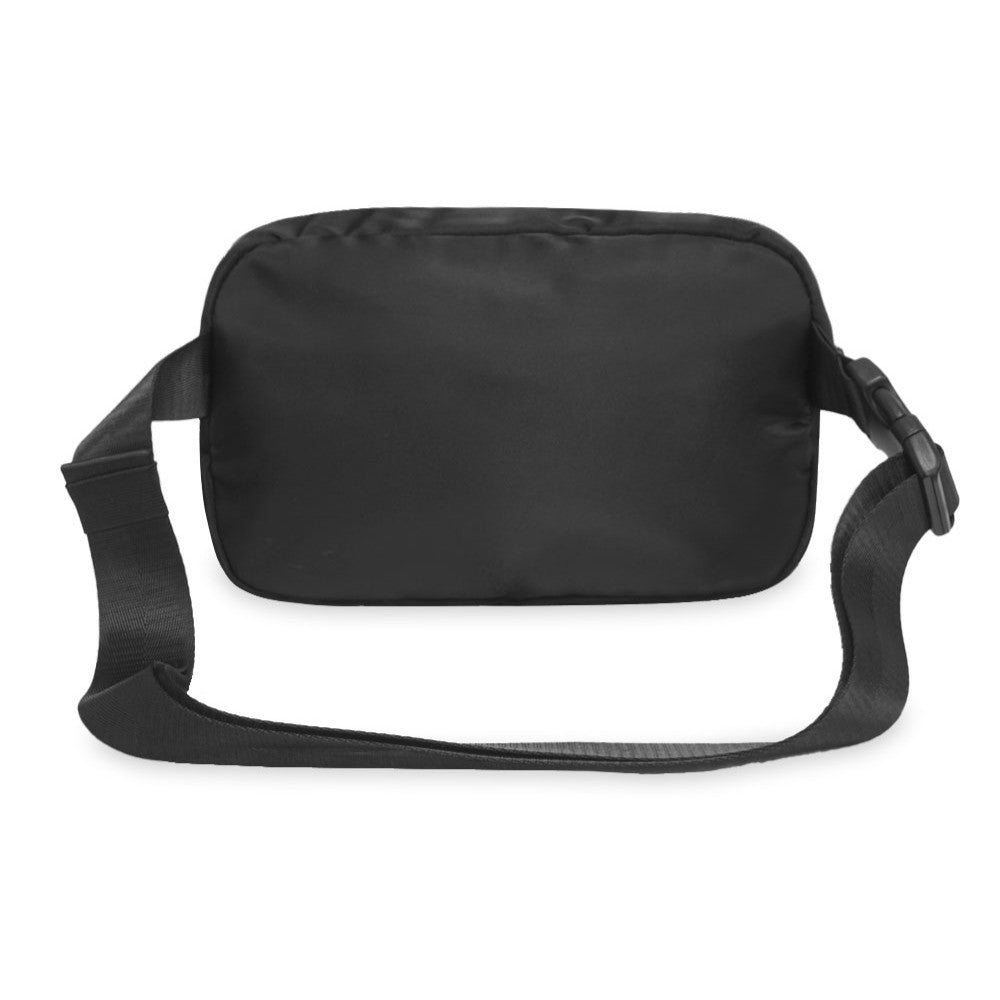 A stylish and functional PREMIUM WAIST PACK LARGE featuring zippered compartments and an adjustable strap, perfect for outdoor activities.