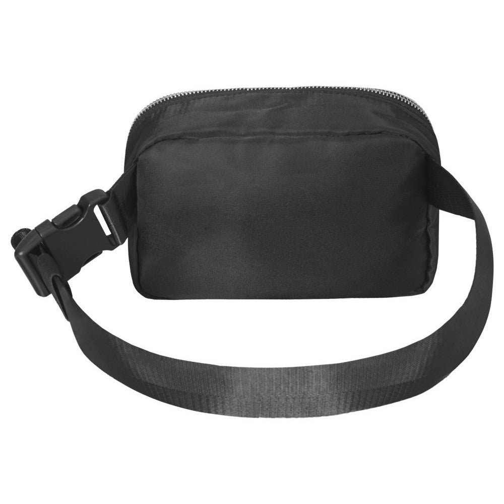 Premium Waist Pack Large in black with zippered compartments and adjustable strap, showcasing polished chrome zippers.