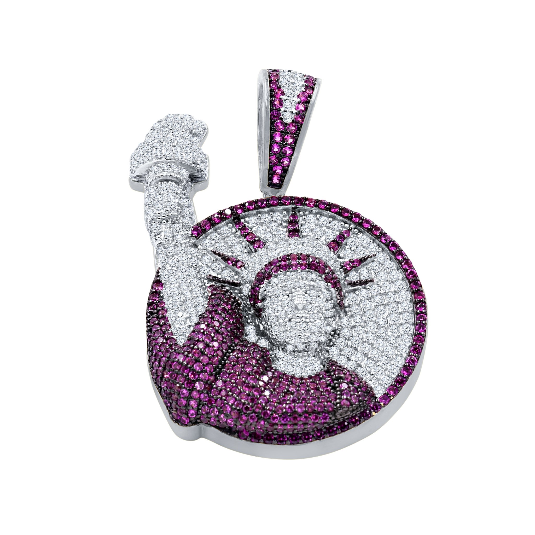 PREROGATIVE Silver Pendant featuring a statue of liberty design, crafted from 925 sterling silver with cubic zircon stones, symbolizing loyalty and patriotism.