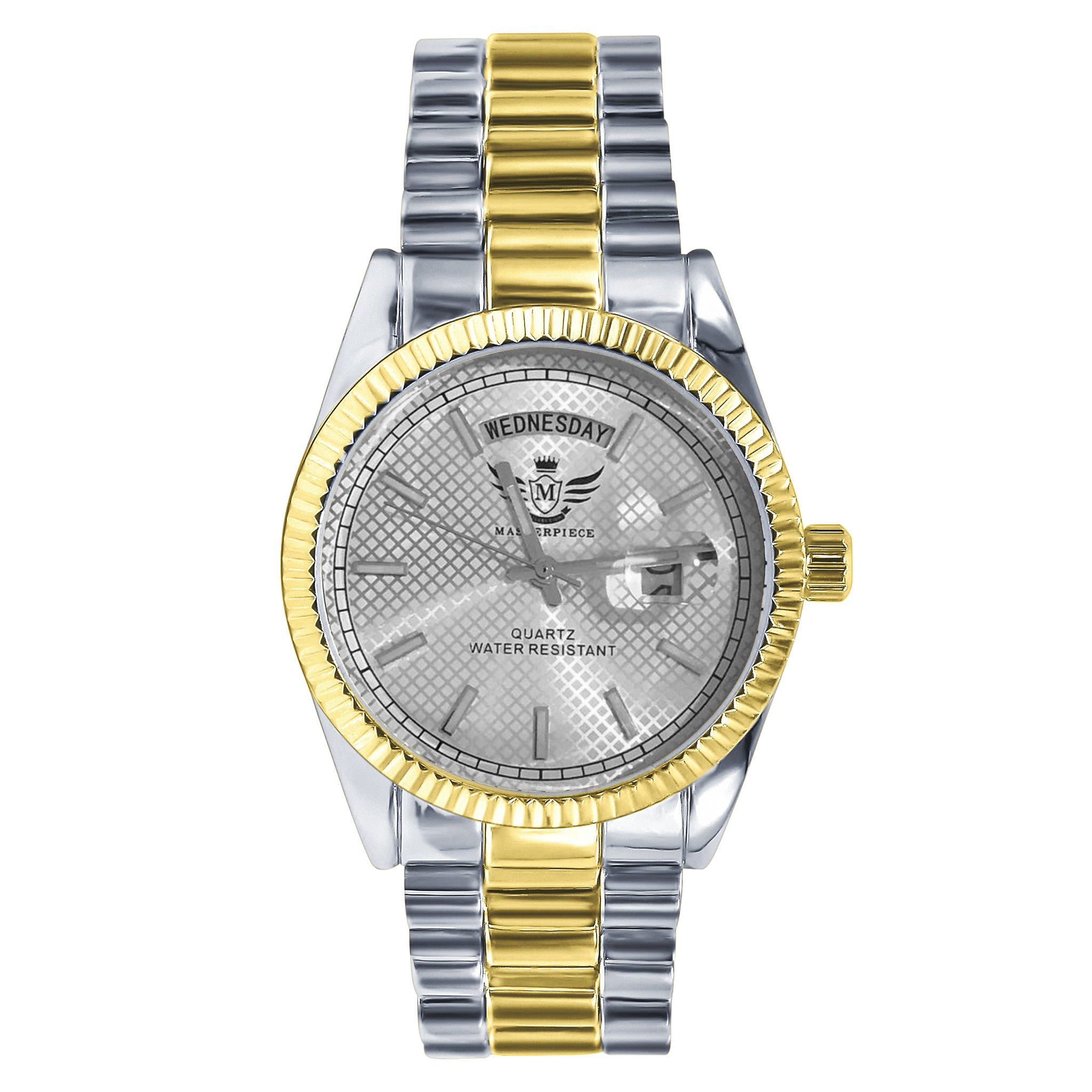 PRESIDENTIAL Classic Metal watch showcasing its elegant design, featuring a day and date movement, metal alloy construction, and adjustable bracelet links.