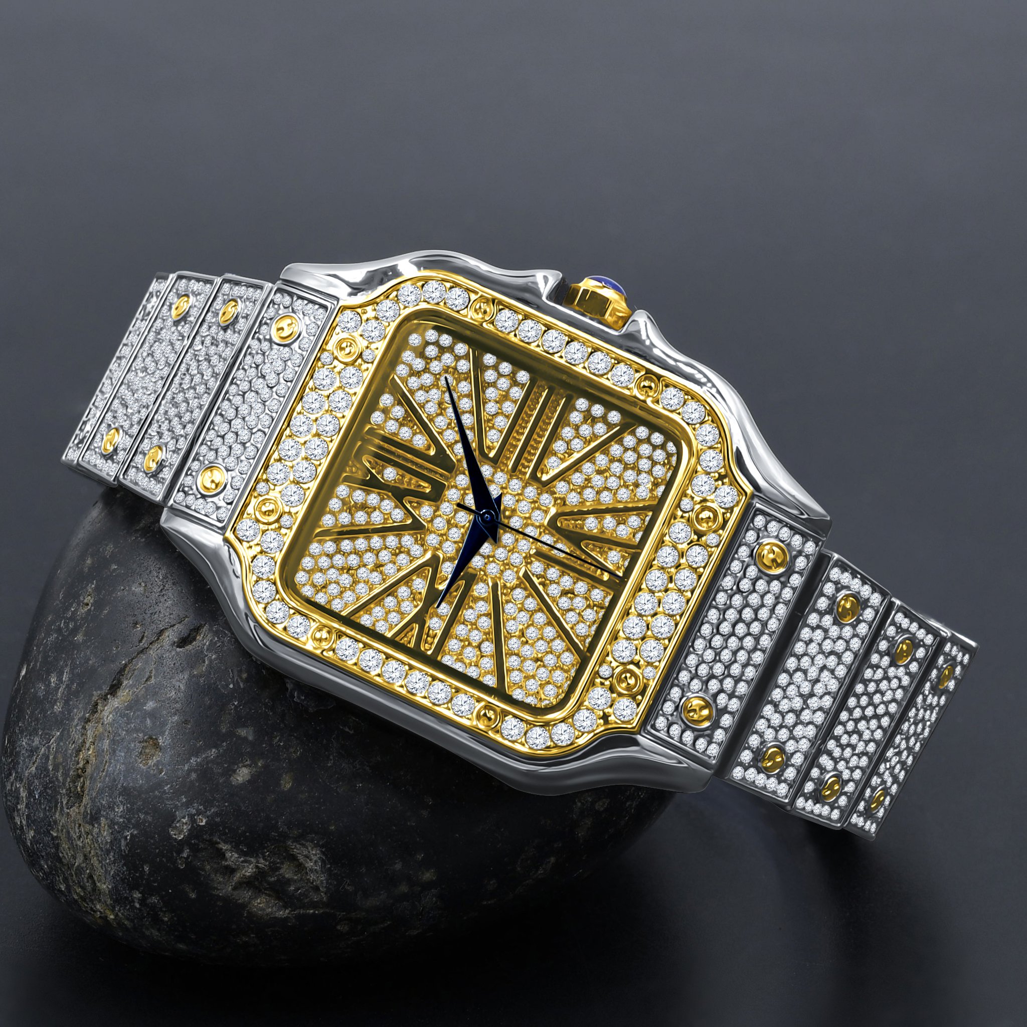 PRODIGIOUS Hip Hop Metal Watch featuring a stylish bling metal design with CZ stone accents and a brushed finish.