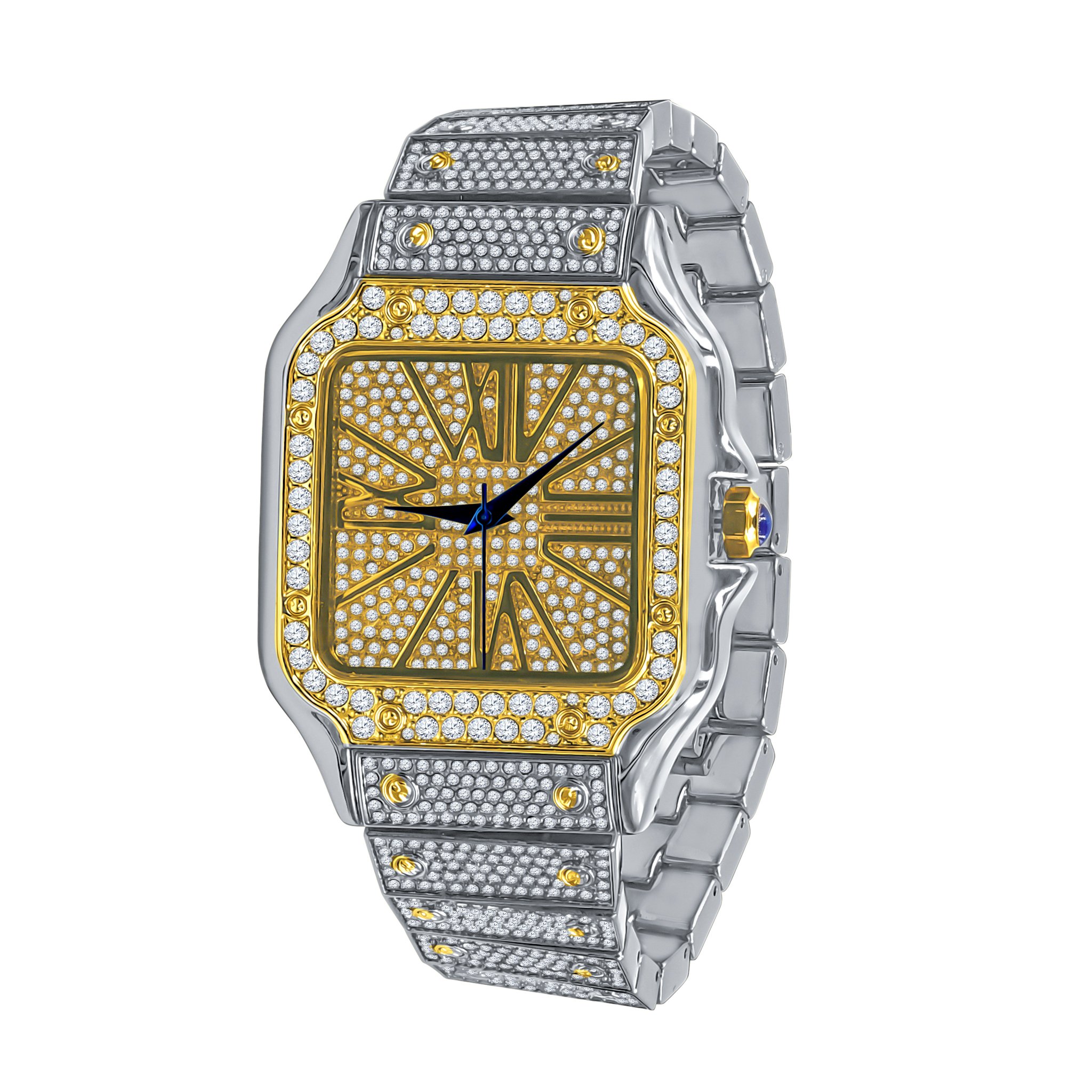 PRODIGIOUS Hip Hop Metal Watch featuring a stylish bling metal design with CZ stone accents and a brushed finish.