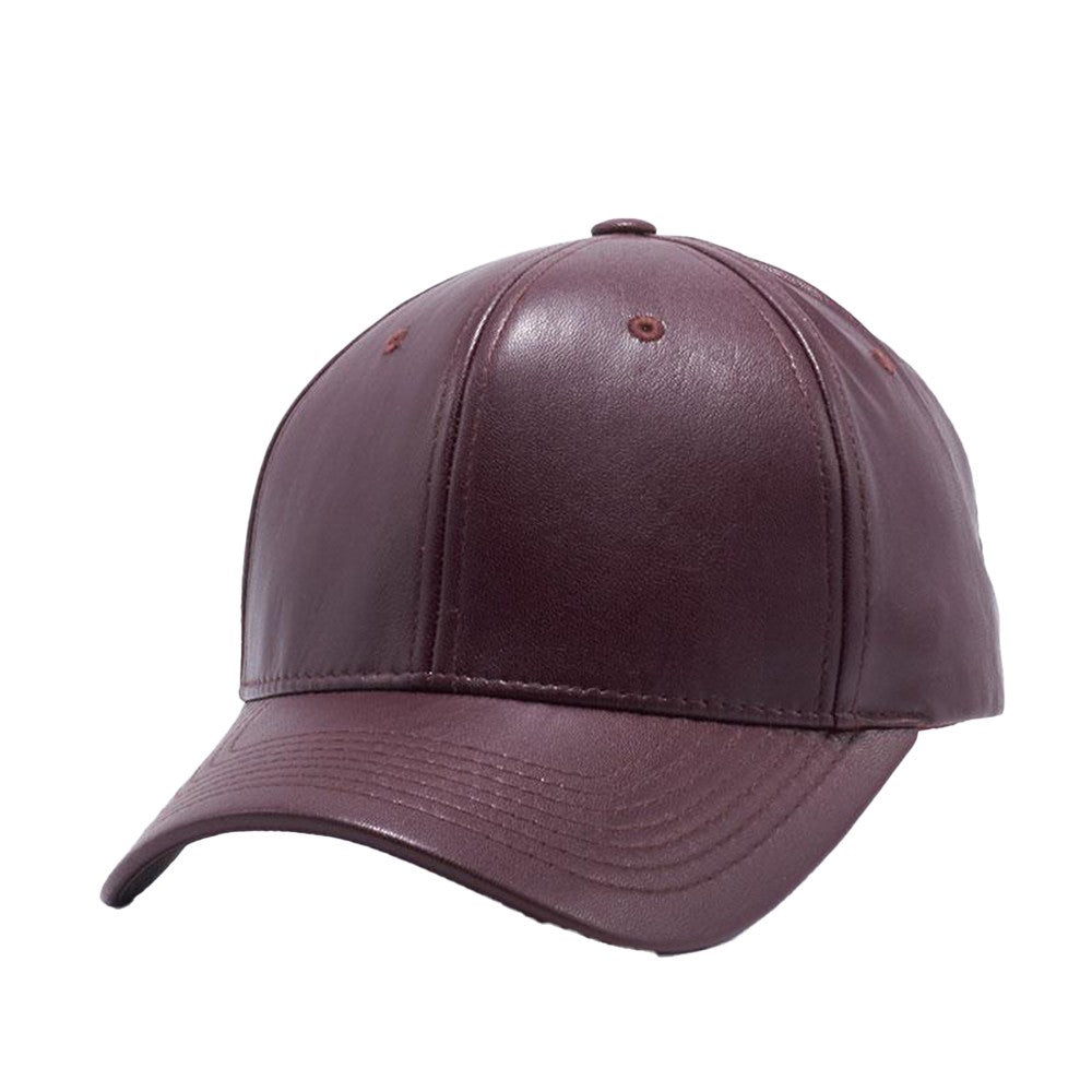 A pack of six PU leather baseball hats in various colors, showcasing their stylish design and flat visor.