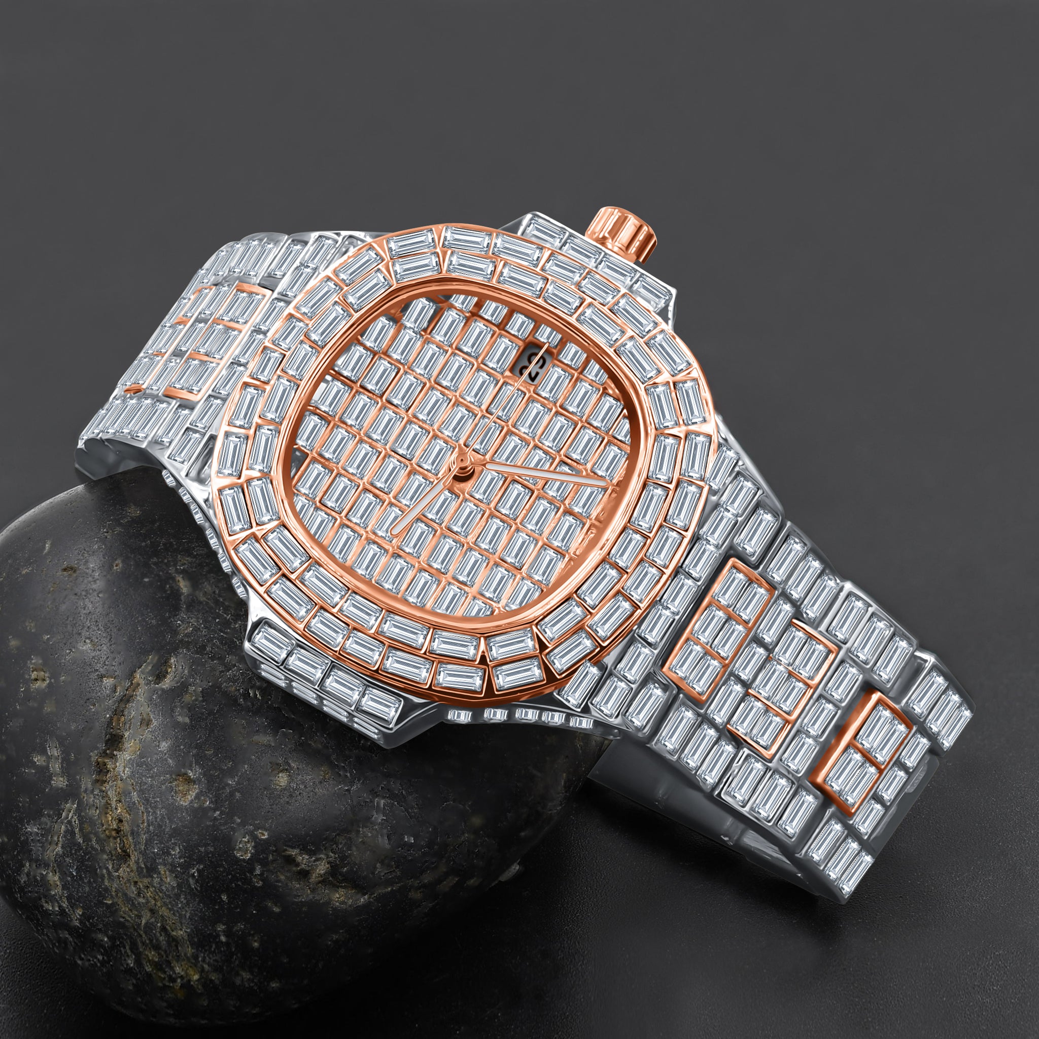 PULSAR Hip Hop Metal Watch featuring crystal clear stones and a stylish metal band, perfect for night-outs.