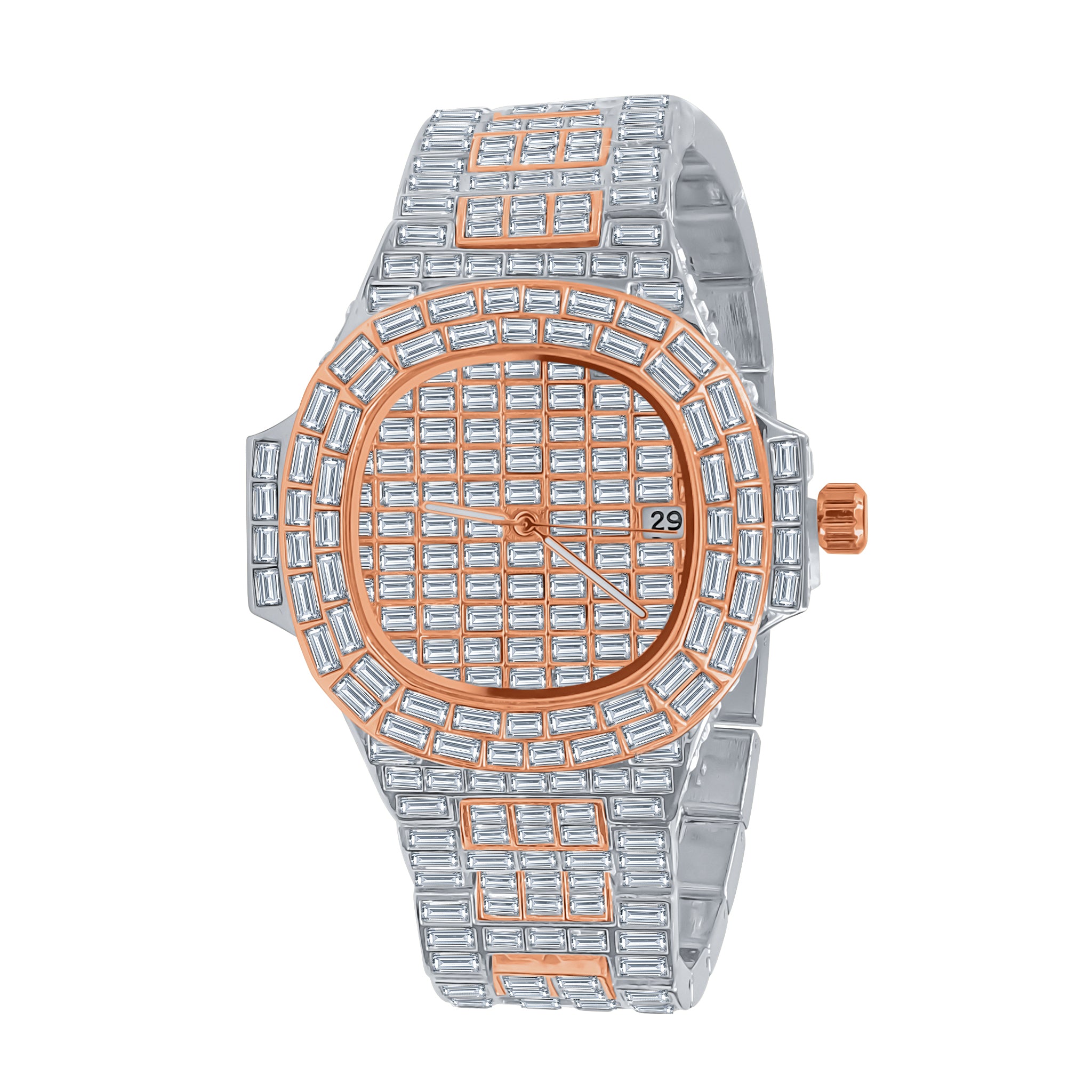 PULSAR Hip Hop Metal Watch featuring crystal clear stones and a stylish metal band, perfect for night-outs.