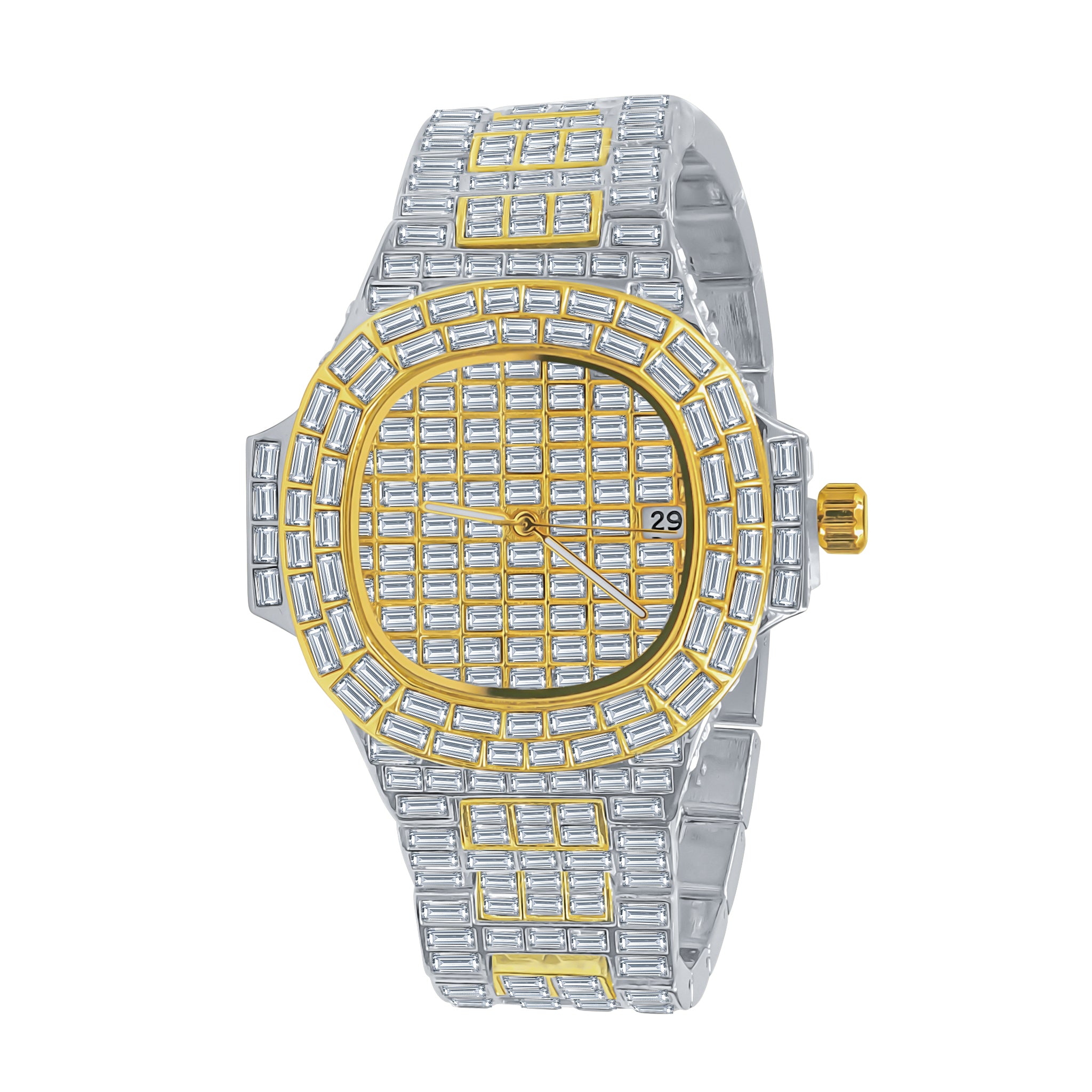 PULSAR Hip Hop Metal Watch featuring crystal clear stones and a luxurious design, perfect for night-outs.