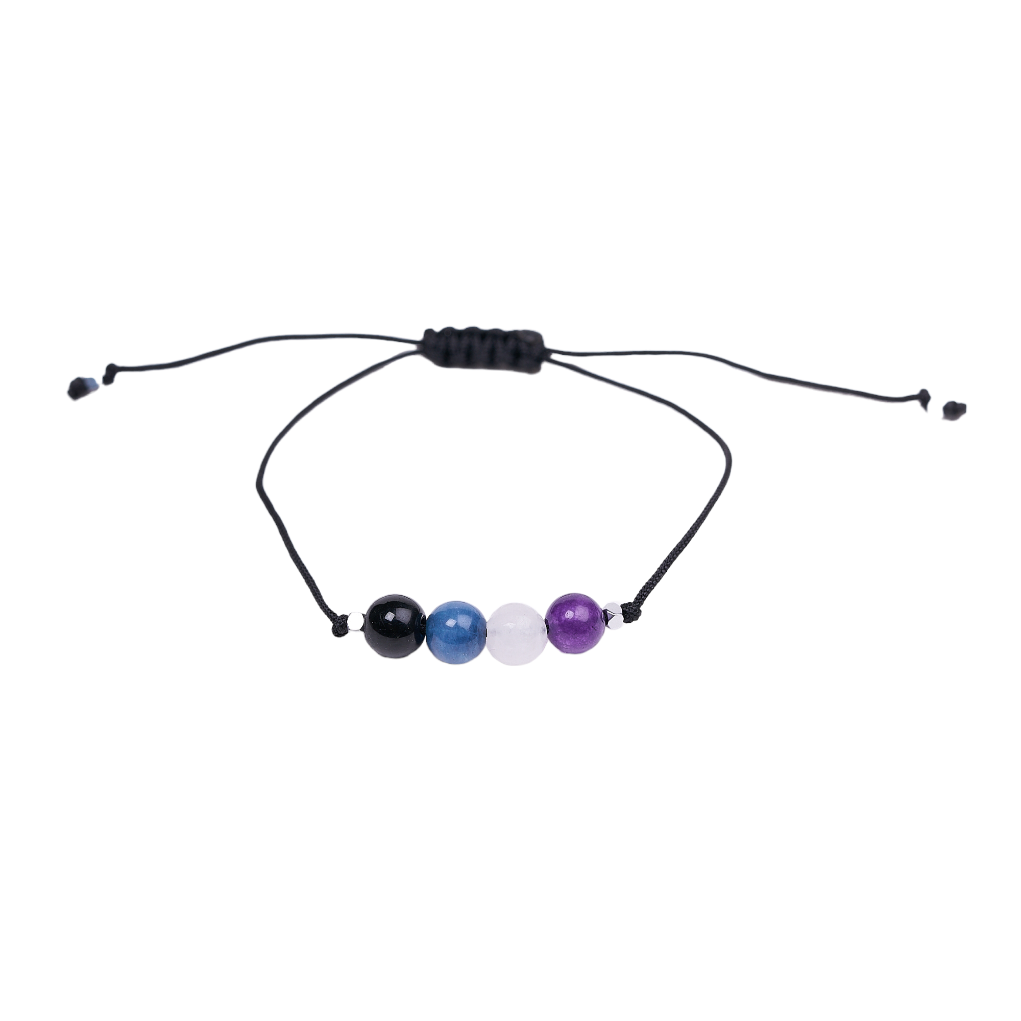 Pulsera de orgullo Asexual hecha a mano con ágatas en colores de la bandera asexual, ajustable y elegante.