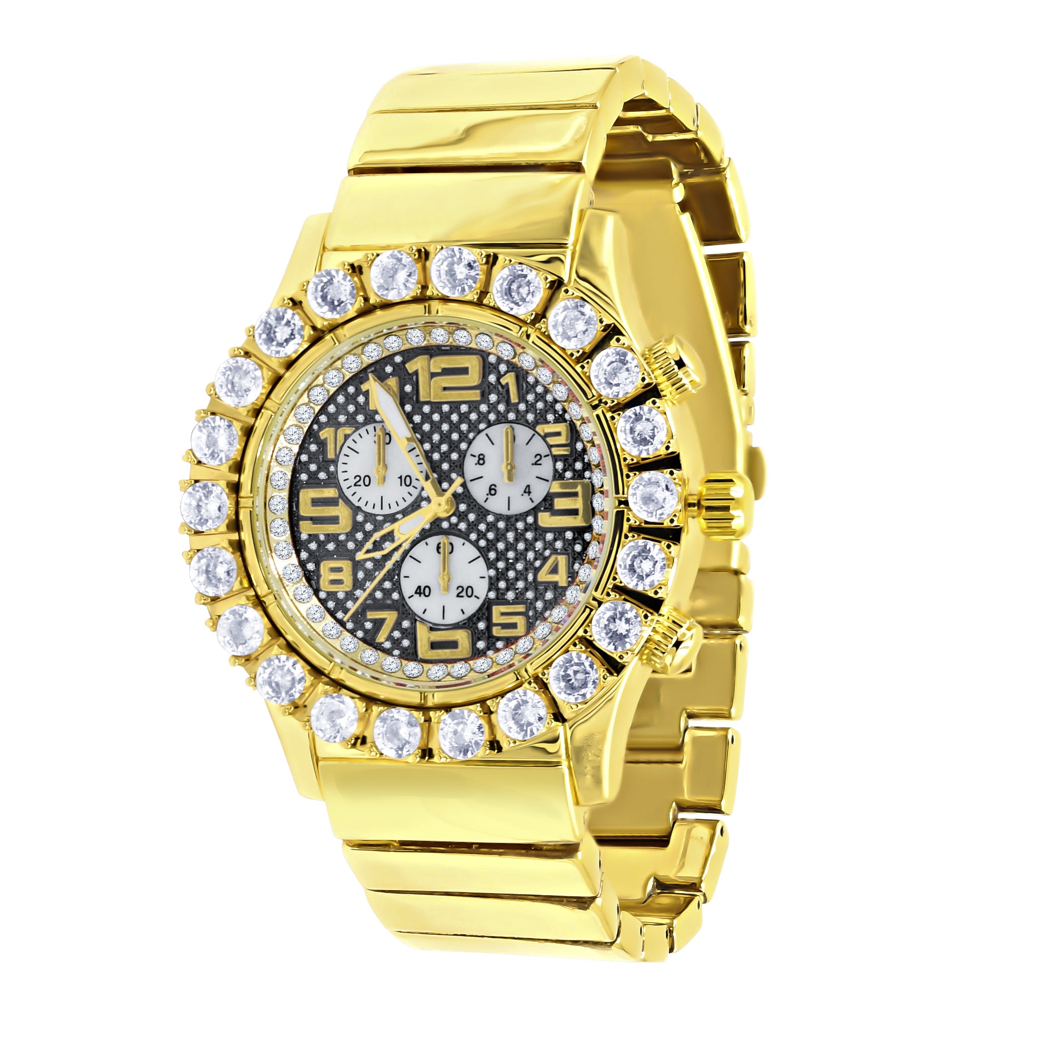 Punctilious Hip Hop Ticker I 563038 featuring a stainless steel band and sparkling CZ stones on the bezel.