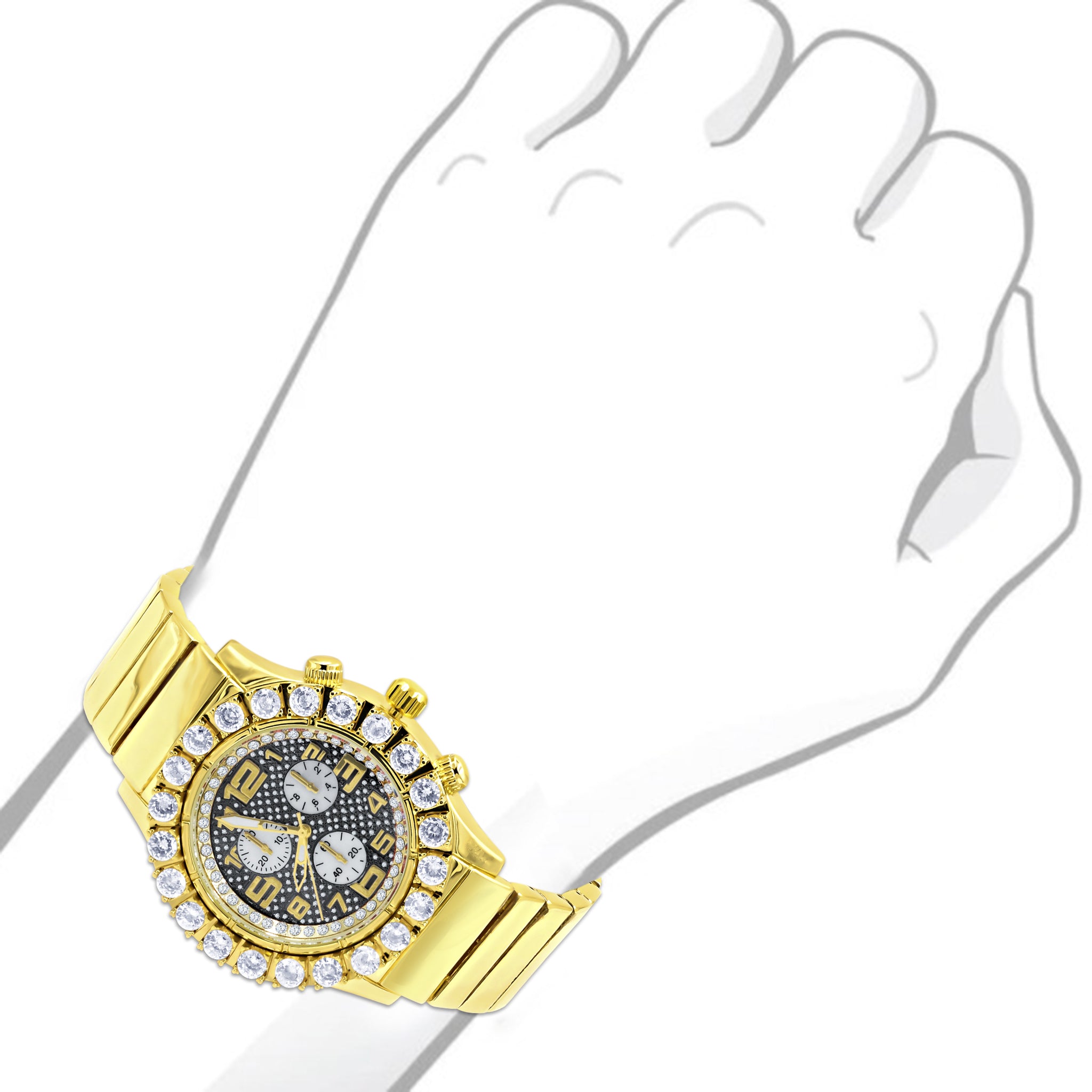 Punctilious Hip Hop Ticker I 563038 featuring a stainless steel band and sparkling CZ stones on the bezel.