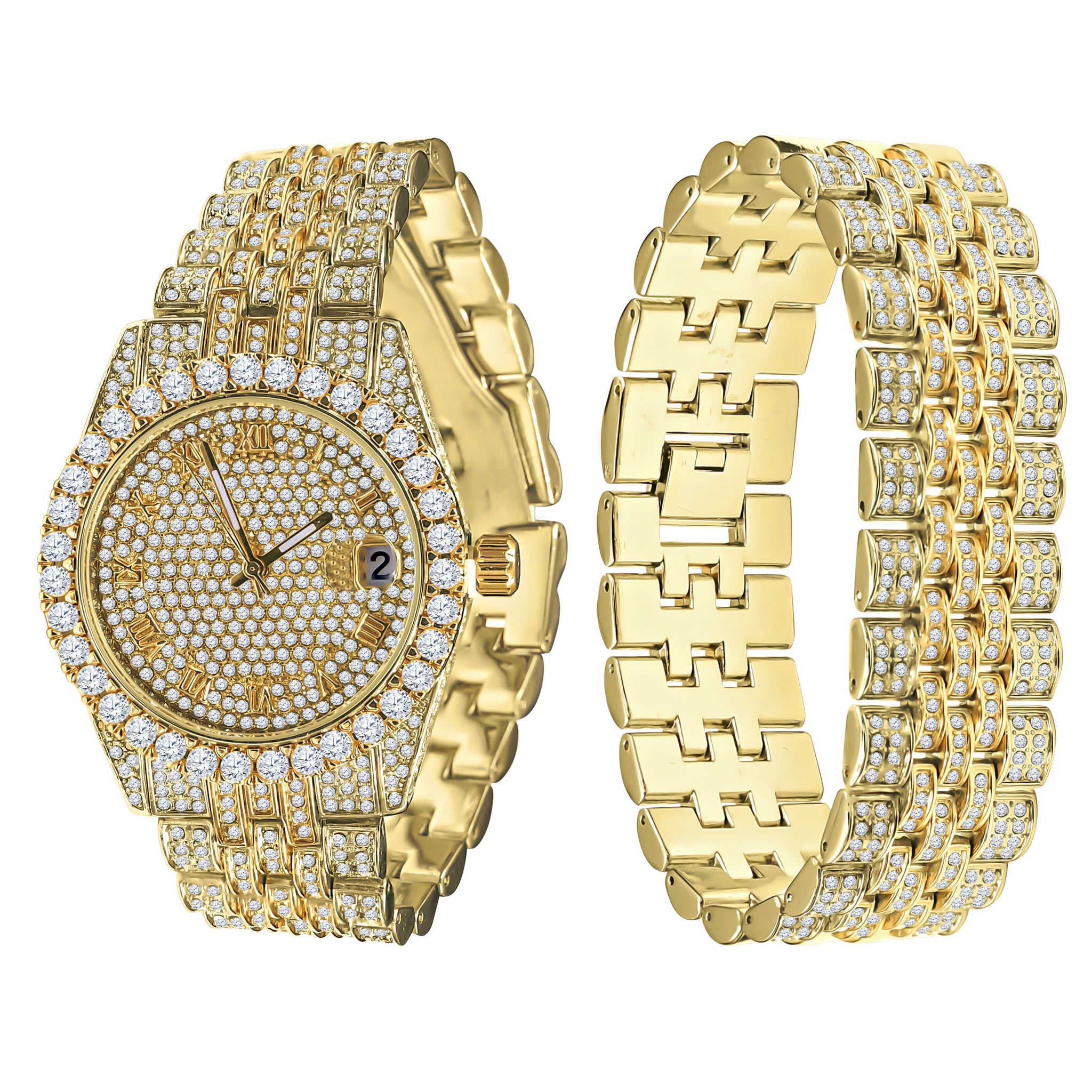 PURPUREUS Watch Set I 530702 featuring a two-toned wristwatch and bracelet adorned with sparkling crystal stones.