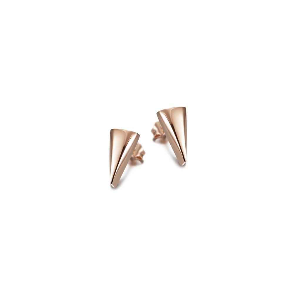 Elegant Pyramid Post Earrings made from hypoallergenic stainless steel with 14K gold PVD plating.