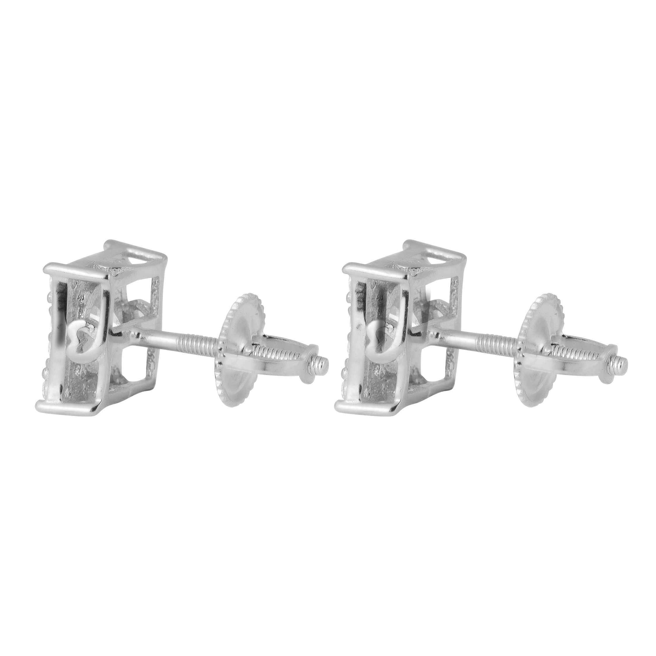 QUADRATE 925 earrings featuring square and round cubic zircon stones set in sterling silver, showcasing elegance and craftsmanship.