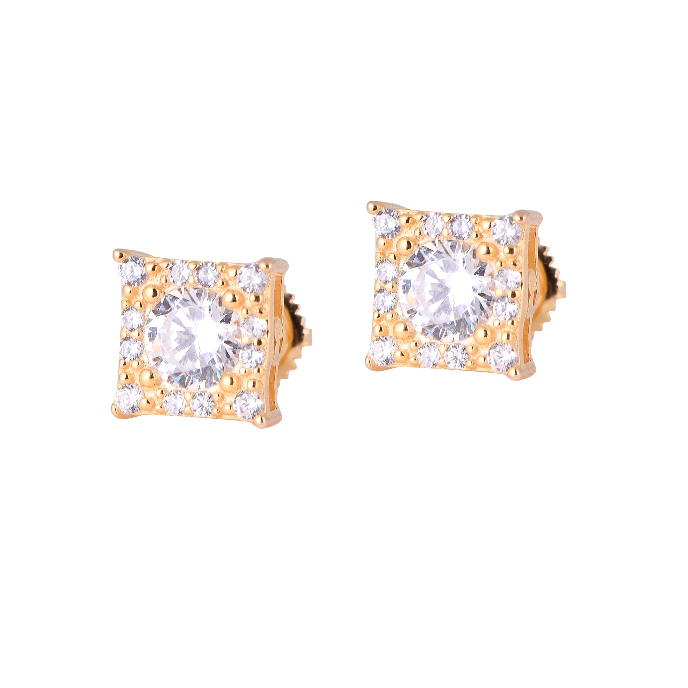 QUADRATE 925 earrings featuring square and round cubic zircon stones set in sterling silver, showcasing elegance and craftsmanship.