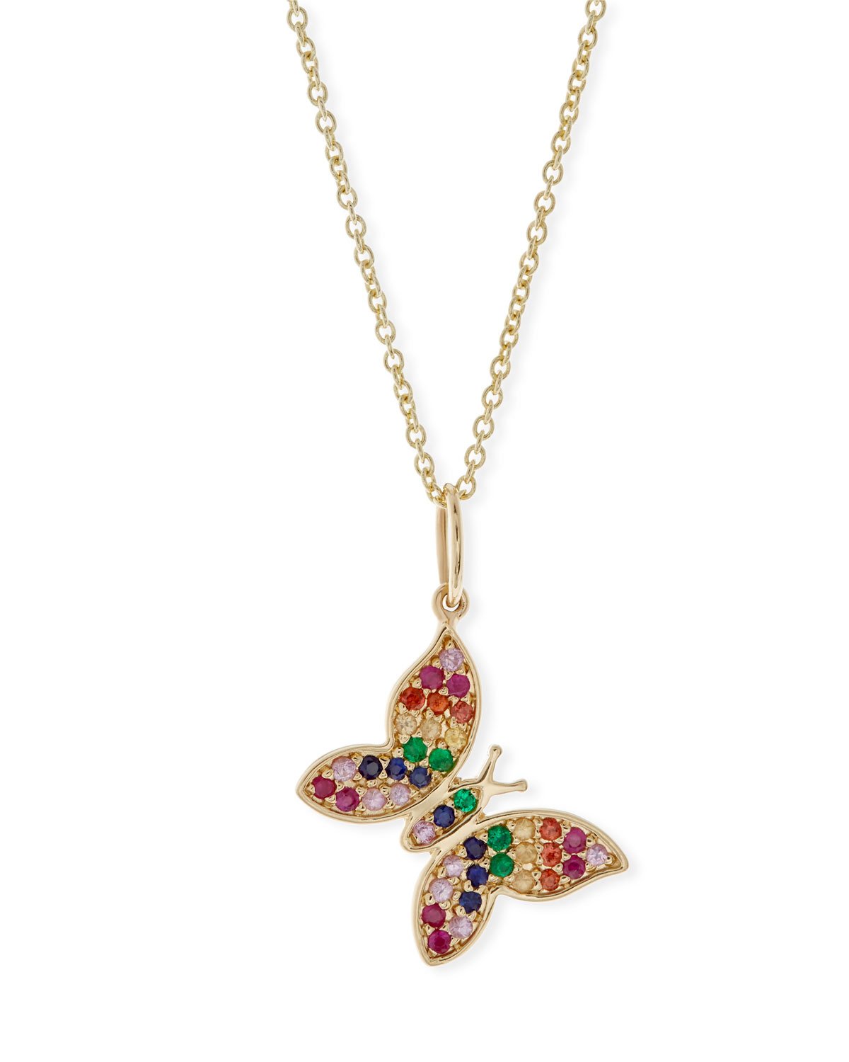 A beautiful Rainbow Austrian Elements Pendant Necklace featuring 14K gold plating and colorful stones, showcasing a unique design.