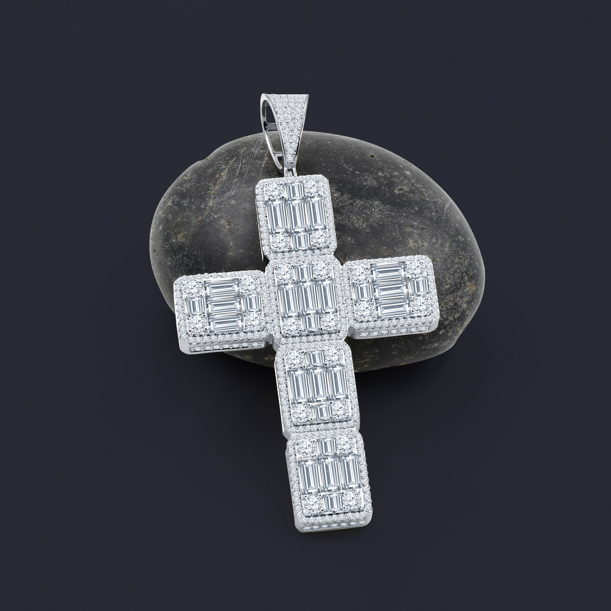 RAPTUROUS SILVER PENDANT featuring cubic zircon stones set in 925 sterling silver, symbolizing faith and elegance.