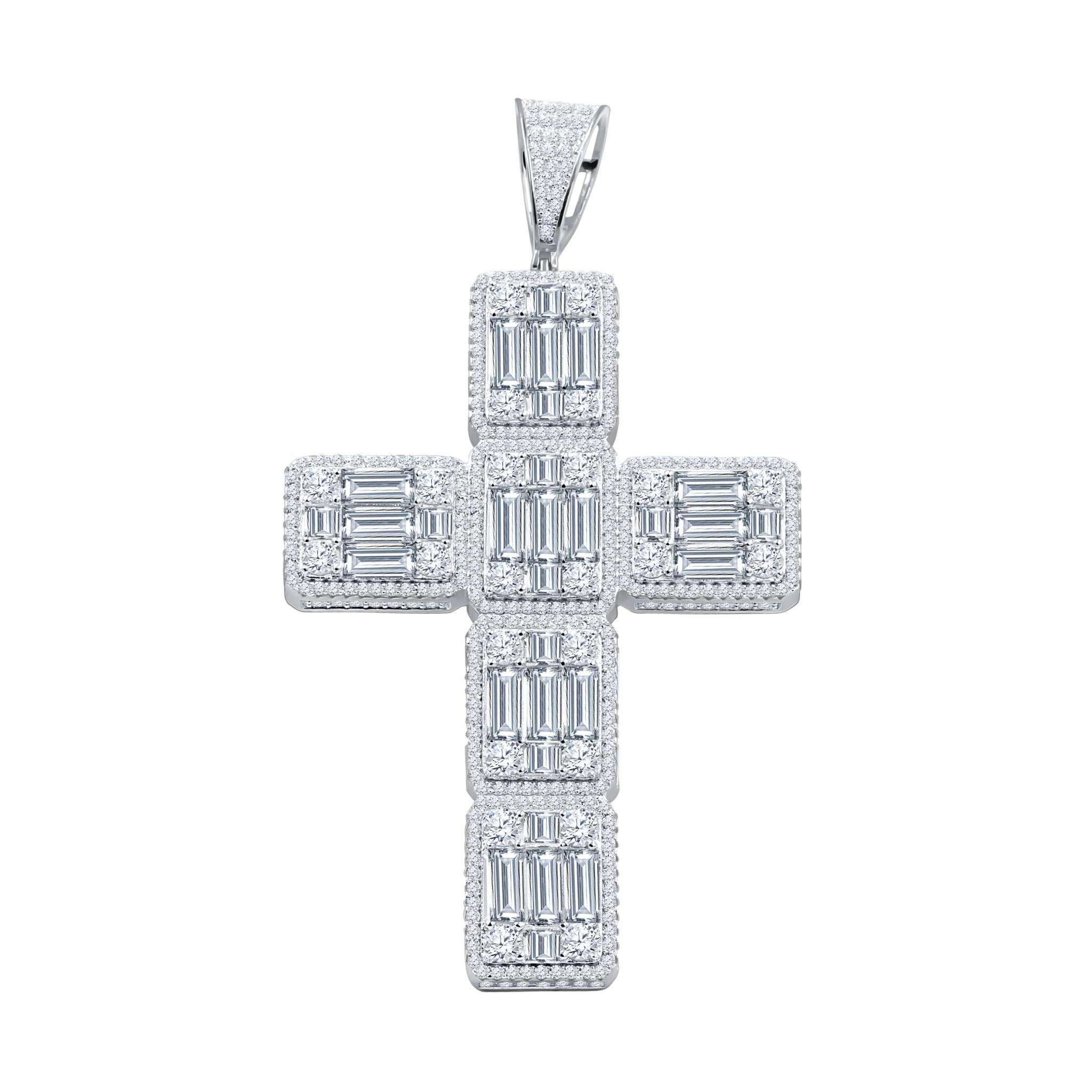 RAPTUROUS SILVER PENDANT featuring cubic zircon stones set in 925 sterling silver, symbolizing faith and elegance.