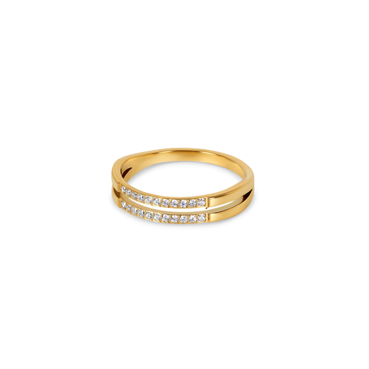 Rawan Double Layer Stone Ring in gold, showcasing its elegant design and premium quality.