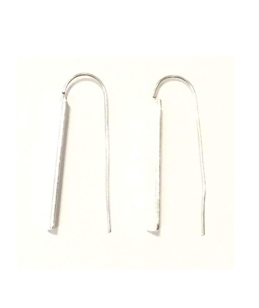 Stylish rectangular drop earrings made of brass and silver, featuring a unique design perfect for festivals and everyday wear.