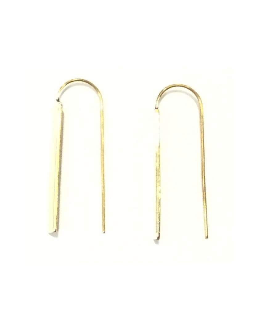 Stylish rectangular drop earrings made of brass and silver, featuring a unique design perfect for festivals and everyday wear.